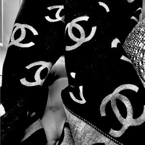 Chanel Monochrome Logo Scarf worn once large cashmere and silk